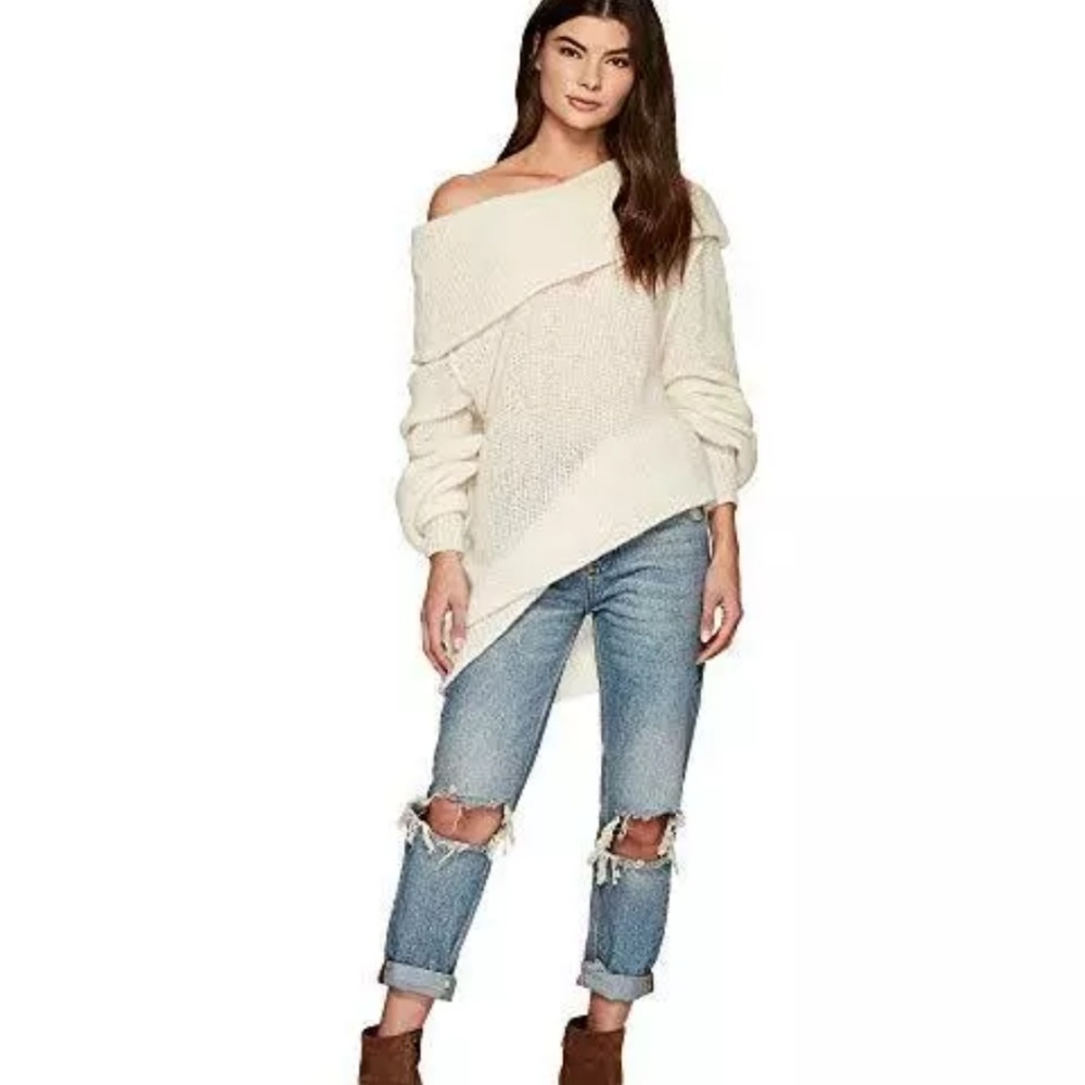 Free People Ophelia Cream Oversized Sweater Tunic